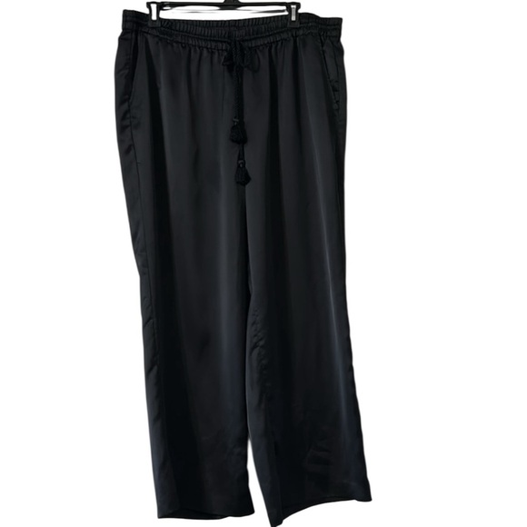 Lauren Ralph Lauren Black Label Satin Charmeuse Wide-Leg Black Pants Size Large - Picture 5 of 12